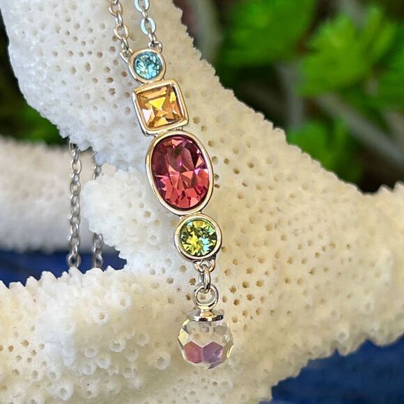 Rainbow Drop Swarovski Crystal Necklace - Picture 5 of 9